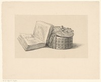 Stilleven met werkmand en opengeslagen boek (1809 - 1892)