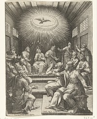 Uitstorting van de Heilige Geest (in or after 1573 - c. 1623) by Cornelis Cort, Federico Zuccaro, Pietro Paolo Palombo and Gasparo Alberti