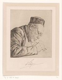 Portret van Herman Schaepman, schrijvend (1892) by Jan Veth