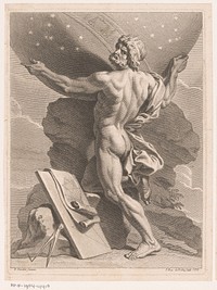 Atlas draagt het hemelgewelf (1679 - 1728) by Jean Baptiste de Poilly, François Verdier and Franse kroon