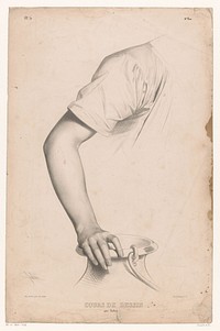 Studie van een arm en hand die op een kruik rust (1836 - 1843) by Bernard Romain Julien, Aubert and Cie and Aubert and Cie