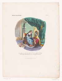 Engelse vrouw zet rouwsluier vast in het haar (1828) by Henri Gérard Fontallard, Pierre François Ducarme and Jean Fréderic Ostervald