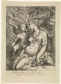 Venus en Amor (1631) by Jan Saenredam, anonymous, Hendrick Goltzius and Cornelius Schonaeus