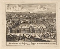 Gezicht op de Cour du Cheval Blanc van het paleis van Fontainebleau (1675 - 1711) by anonymous and Pieter Schenk I