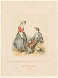 Boer en boerin uit provincie Zeeland (1849 - 1873) by Jan Striening and J J van Brederode