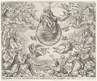 Aanbidding van de Drieëenheid (1569 - 1573) by Johannes Wierix, Maarten van Heemskerck and Philips Galle