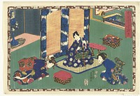 Hoofdstuk 21 (1849 - 1850) by Utagawa Kunisada I, Kinugasa Fusajiro, Watanabe Shoemon and Izumiya Ichibei Kansendo