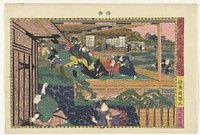 De derde akte (1851 - 1853) by Kuniteru, Izumiya Ichibei Kansendo, Kinugasa Fusajiro and Murata Heiemon