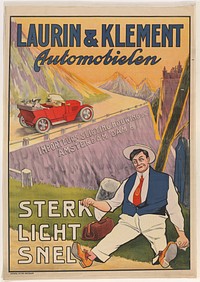 Affiche voor Laurin & Klement Automobielen, naar Nederland geïmporteerd door Sligting, Houwing & Co. (1906 - 1914) by Arnold van Roessel and Drukkerij Kotting
