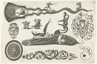 Acht affuiten en ornamenten voor geweren (1692) by Pieter Schenk I, Claude Simonin and Pieter Schenk I
