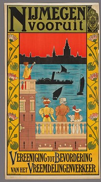 Affiche ter bevordering van het toerisme in Nijmegen (1900 - 1910) by W van Boven, W van Boven and Henri Lankhout
