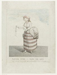 Vrouw in gestreepte japon met lege beurs in haar hand (1783) by George Townley Stubbs and George Townley Stubbs
