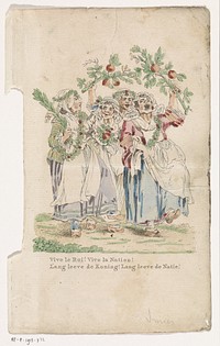 Scanderende boerinnnen met takken met apppels (1815 - 1851) by Daniël Veelwaard I and Jacob Smies