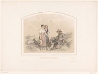 Oude schaapherder voorspelt de toekomst aan twee herderinnen (1819 - c. 1845) by François Grenier, Joseph Rose Lemercier, Bulla frères and Eugène Jouy and Junin and Co  E Gambart