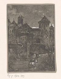 Kasteel met twee ruiters (1866 - 1924) by Bernard Willem Wierink