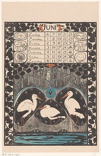 Kalenderblad voor juni 1896 (1895) by Theo Nieuwenhuis and Scheltema and Holkema s Boekhandel