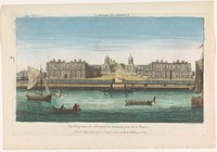 Gezicht op Greenwich Hospital aan de rivier de Theems te Greenwich (1735 - 1805) by Jacques Gabriel Huquier and anonymous