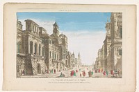 Gezicht op een straat richting de zee te Napels (1735 - 1805) by Jacques Gabriel Huquier and anonymous