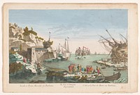 Gezicht op een haven met een scheepswerf te Marokko (1745 - 1775) by Jean François Daumont and anonymous