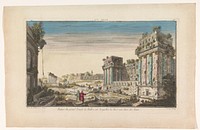 Gezicht op de ruïnes van het tempelcomplex te Baalbek (before 1744 - after 1760) by Maillet and anonymous