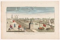 Gezicht op de Hogesluis naar de Buiten-Amstel, de Amsteldijk en de molens aan de Zaagmolensloot te Amsterdam (1700 - 1799) by Basset and anonymous