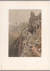 Wandelaars op bergpad bij Chamonix en de Mont Blanc (1859) by Eugène Cicéri, Frédéric Martens, Joseph Rose Lemercier, Goupil and Cie and Michael Knoedler