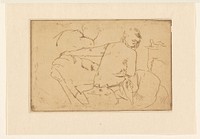 Zittend vrouwelijk halfnaakt (c. 1891 - c. 1892) by George Hendrik Breitner