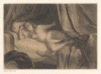 Half naakte slapende jonge vrouw (1809 - 1899) by anonymous