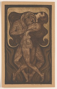 Verstrengelde, naakte man en vrouw (1919) by Henk Schilling