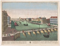 Gezicht op de Binnen-Amstel tussen de Blauwbrug en de Hogesluis te Amsterdam (1700 - 1799) by familie Remondini and anonymous