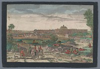 Gezicht op de stad en het Paleis van Versailles (1742 - 1801) by Georg Balthasar Probst, anonymous and Jacques Rigaud