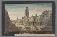 Gezicht op de Royal Exchange te Londen (1751) by Robert Sayer, Thomas Bowles II and Thomas Bowles II