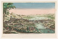Gezicht op de stad Genève gezien vanaf het Meer van Genève (1745 - 1775) by Jean François Daumont and anonymous