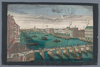 Gezicht op de Binnen-Amstel tussen de Blauwbrug en de Hogesluis te Amsterdam (1742 - 1801) by Georg Balthasar Probst, anonymous, Karl Remshard and Jozef II Duits keizer