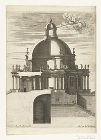 Kerk met ronde koepel (c. 1670 - c. 1680) by Jean Lepautre, Jean Lepautre, Nicolas Langlois I and Lodewijk XIV koning van Frankrijk