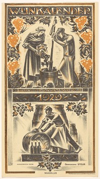 Kalenderblad van wijnkalender 1929 (in or before 1929) by van Reen and Teulings Grafische Kunstinrichting