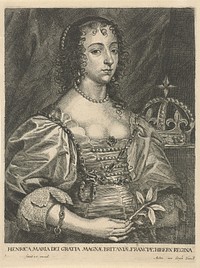 Portret van Henrietta Maria van Bourbon, koningin van Engeland (1640 - 1670) by Joannes Meyssens and Anthony van Dyck