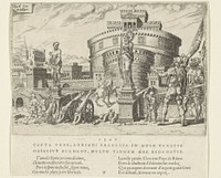 Belegering van de Engelenburcht, 1527 (1555 - 1556) by Dirck Volckertsz Coornhert, Maarten van Heemskerck, Hieronymus Cock and Filips II koning van Spanje