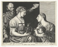 Twee geliefden met Amor en Venus (1635 - 1679) by Hendrick Danckerts, Titiaan and Hendrick Danckerts