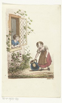 Maria draagt kan en ander kind hangt uit raam (1823) by Johannes Alexander Rudolf Best and Gerrit Jan Adriaan Beijerinck