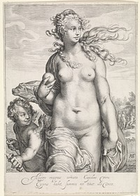 Venus met de gouden appel van Paris (1611) by Jacob Matham, Hendrick Goltzius and Jacob Matham