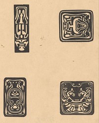 Vier ex librissen (1881 - 1934) by Johannes Josephus Aarts