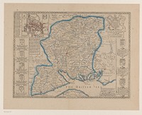 Kaart van de zuidkust van Engeland met een gedeelte van het eiland Wight (1710 - 1751) by Jodocus Hondius I, John Speed, Henry Overton I and Henry Overton I