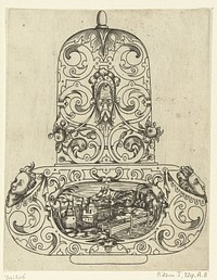Bovenste gedeelte van een bokaal, bestaande uit een cuppa en een hoog deksel (c. 1500 - 1598) by anonymous, Paul Flindt de Jonge and Assuerus van Londerseel