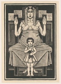 Gestileerde compositie met een kind voor een zittende vrouw (1919) by Henk Schilling
