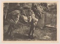 Opgetuigd paard op een oever (1902) by Johannes Josephus Aarts