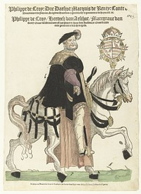 Portret van Filips de Croy te paard (1546 - 1549) by Cornelis Anthonisz, Hans Liefrinck I, Hans Liefrinck I and Hans Liefrinck I