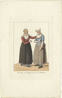 Twee vrouwen in klederdracht (1806 - 1812) by Ludwig Gottlieb Portman, Jacques Kuyper and Evert Maaskamp