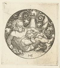 Kind spelend met een hond (1510 - 1569) by Jacob Binck and Barthel Beham