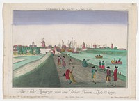Gezicht op de stad en de West Havendijk te Zierikzee (1742 - 1801) by Georg Balthasar Probst, Georg Mathäus Probst and Jozef II Duits keizer